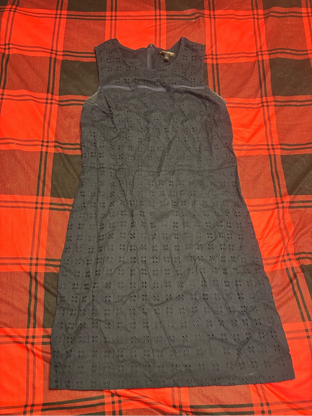 Banana Republic Navy Eyelet Sleeveless Mini Dress